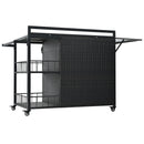 Outdoor Kitchen Island With Storage, Cooking Station, Grill Cart, Foldable Tabletop, And Bottle Opener - Dark Brown