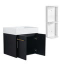 Modern Wall Mounted Bathroom Vanity With Resin Sink And Storage Rack