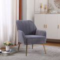 Modern Mid-Century Chair Linen Sherpa Armchair For Living Room Bedroom Office