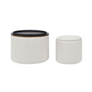 Classic 2 Piece Round Storage Ottoman Set With Drum Shaped Stool