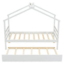Twin Size  House-shaped Bed with Trundle,White