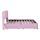 Queen Size Upholstered Bed with 4 Drawers, Pink