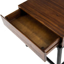 Industrial Style Storage Side Table With Iron Frame - Dark Oak