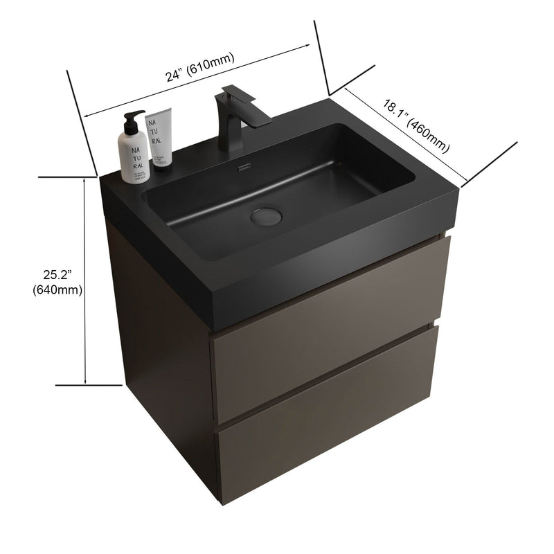 Alice - Bathroom Vanity With Sink, Large Storage Wall Mounted Floating Bathroom Vanity For Modern Bathroom, One-Piece Sink Basin Without Drain And Faucet