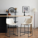 Vintage Style Armless Industrial Counter Stool With Metal Legs And Footrest For Kitchen Island, Cafe, Pub, Bar Counter (Set of 2) - Cream / Black