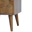 Cube Carved Bedside Table Nightstand - Chestnut