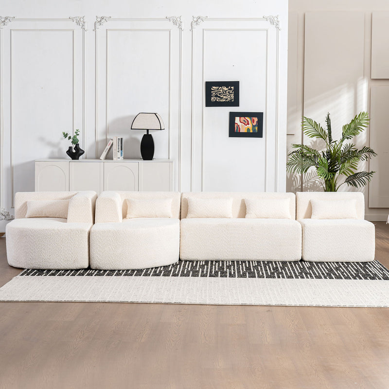 Upholstered Sofa Free Combined Sofa Couch With Two Chaise Lounge And Five Back Pillows For Living Room