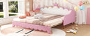 Extending Daybed With LED Lights, Modern Upholstered Princess Daybed With Crown Headboard