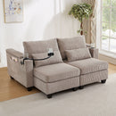 Convertible Chaise Lounge Sofa Chair With USB Ports, Cup Holders, Phone Holder And Storage