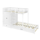 Twin-over-twin Bunk Bed with Wardrobe, Drawers and Shelves, White