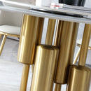 Round Stone Burning Table, Modern Marble Dining Table With Chairs