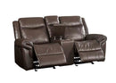 Lydia - Motion Loveseat With USB & Console - Brown Leather Aire