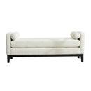 Elegant Upholstered Bench, Daybed, Ottoman With Wood Legs & Bolster Pillows - Ivory Boucle