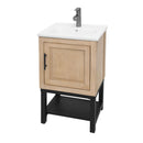 Modern Freestanding Bathroom Vanity With Ceramic Sink, Hot And Cold Faucet, 1 Door Cabinet & Open Shelf