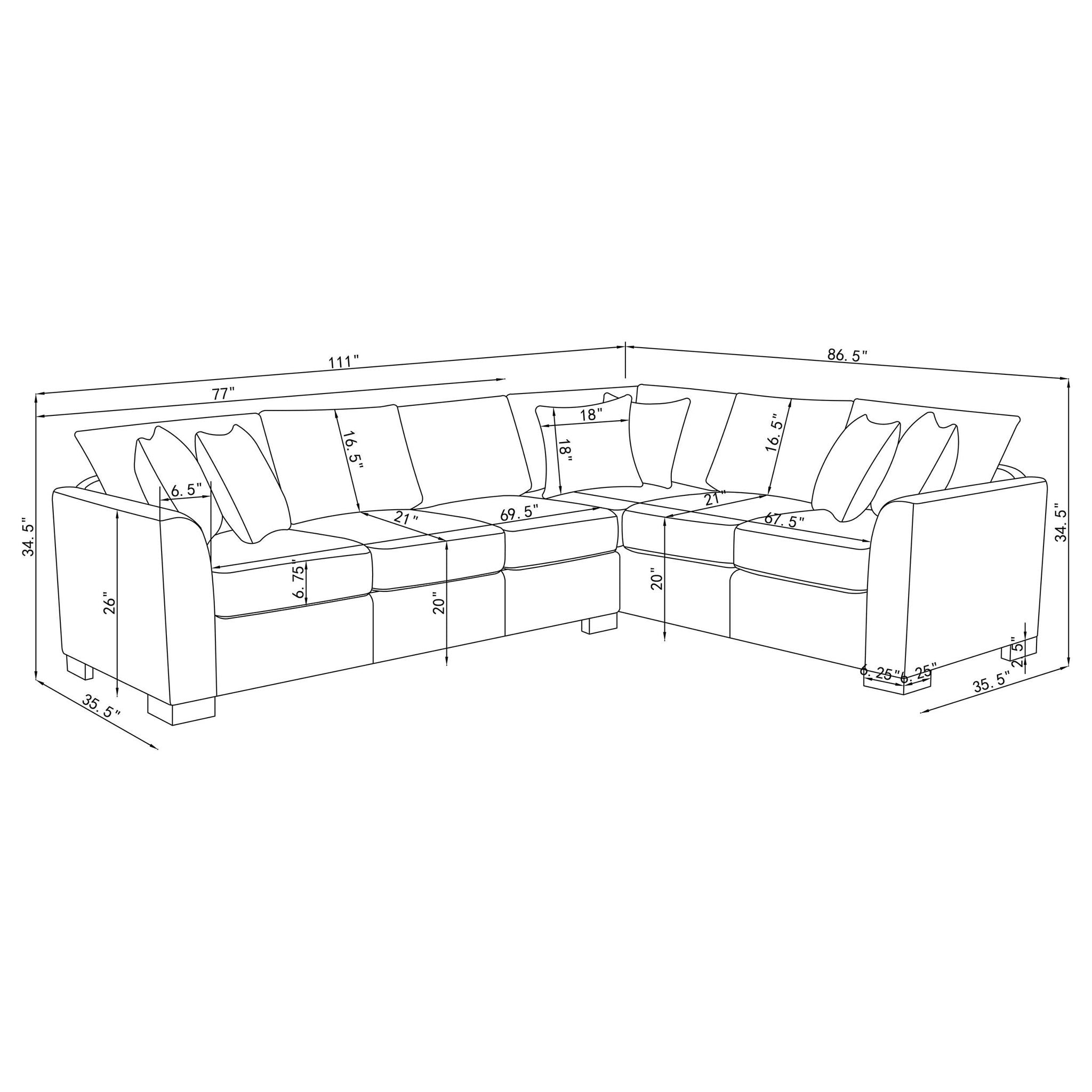 Ashford Chenille Upholstered Sleeper Sectional Sofa Greige - Atlantic Fine Furniture Melbourne FL