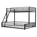 Bunk Bed Frame With Ladder And Safety Guardrails