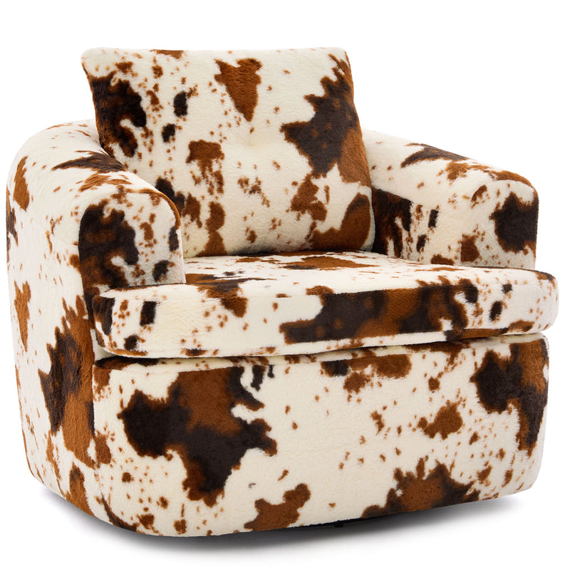 Modern Swivel Barrel Chair With Dual-Layer Cushion