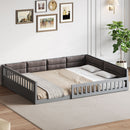 Upholstered Platform Bed With Guardrail And Pillow