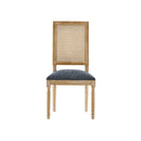French Country Dining Chair With Rectangular Cane Backrest And Smooth Upholstered Seating
