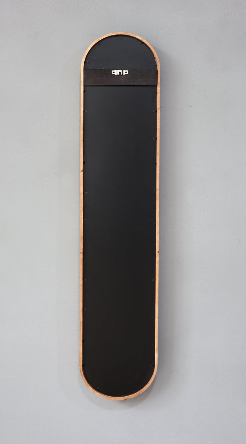 Decorative Rubber Frame Mirror With Elongated Oval Frame - Brown