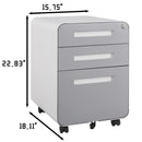 3 Drawer Mobile File Cabinet Under Desk Office, Simple Style Versatile Storage Cabinet For Legal / Letter / A4 Files, 5 Wheel Design Anti-Tilting Cold Rolled Steel Waterproof Moisture-Proof