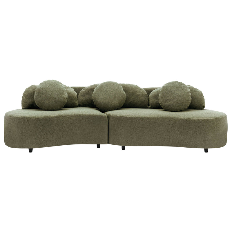 Modern Living Room Sofa Lamb Velvet Upholstered For Home