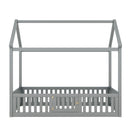 Wood House Bed With Fence And Door