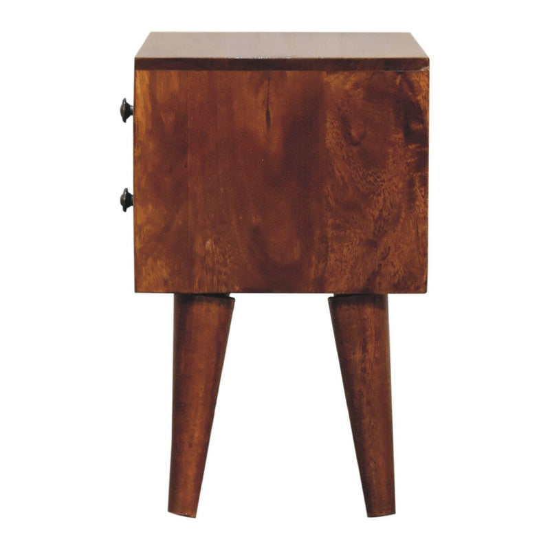 Mini Modern Bedside Table - Chestnut