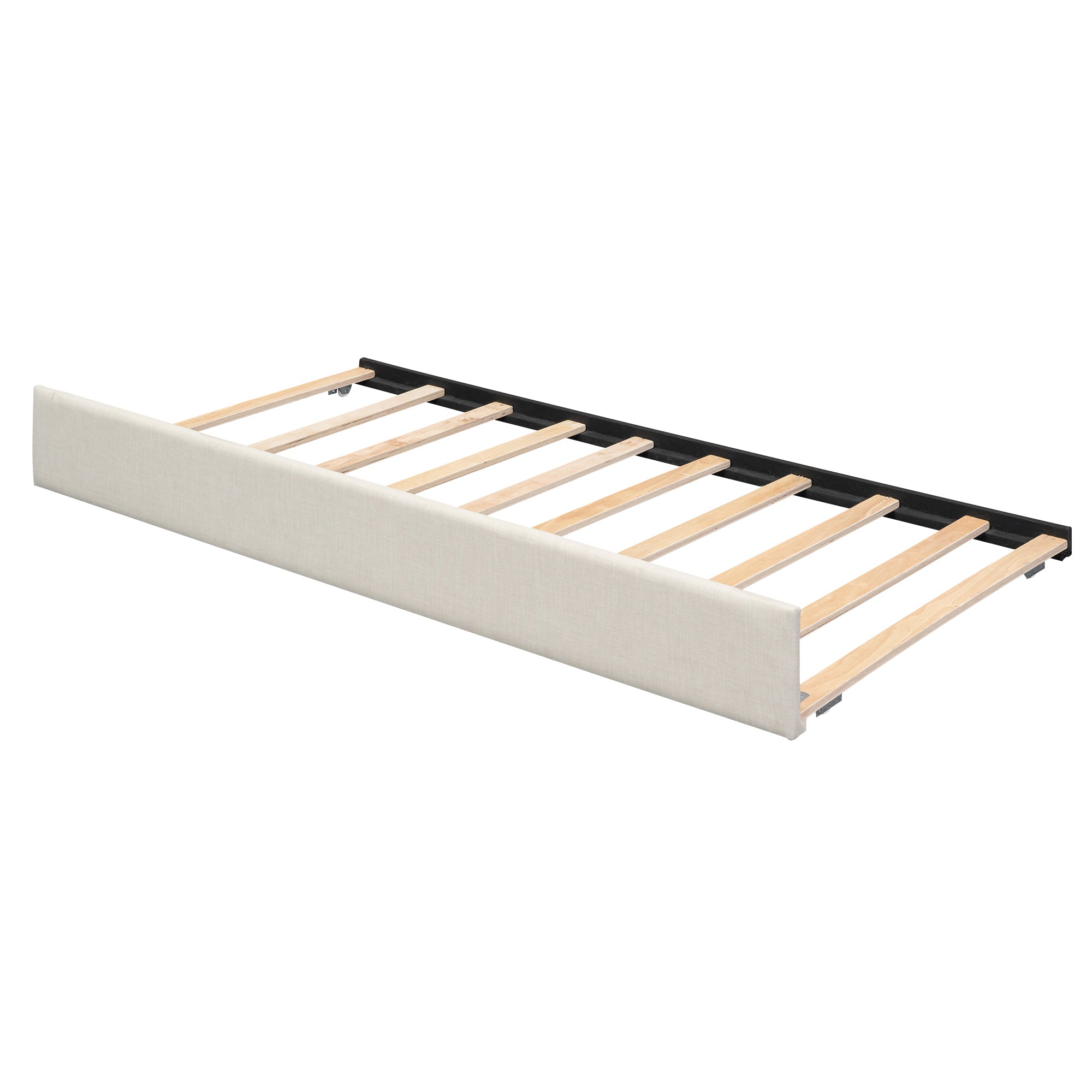Twin Size Upholstery Daybed with Storage Arms, Trundle and USB Design, Beige - Atlantic Fine Furniture Melbourne FL