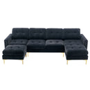 Modern L - Shape Convertible Sectional Sofa With Movable Ottoman