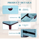 Bathroom Vanity Cabinet With Ceramic Sink Combo Set, Frame Modern Bathroom Storage Cabinet With 2 Drawers - Blue