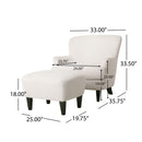 Boucle Fabric Upholstered Living Room Set With Tapered Legs - Cream - Cream