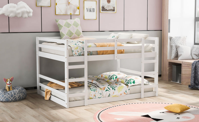 Full Over Full Bunk Bed With Ladder - White