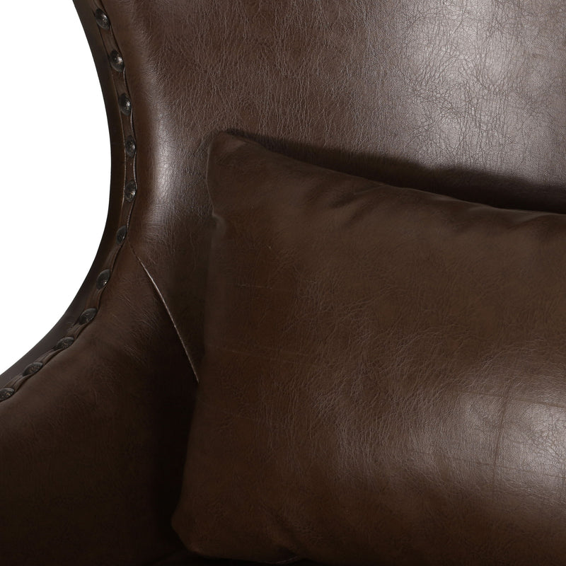 Accent Chair With Nailhead Trim And Birch Wood Legs - Dark Brown