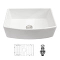 Ceramic Farmhouse Sink, Apron Front Single Bowl With Arch Edge
