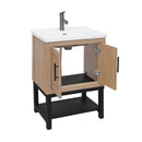Modern Freestanding Bathroom Vanity With Ceramic Sink, Hot And Cold Faucet, Storage Cabinet & Open Shelf