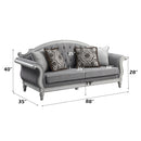 Florian - Sofa With 4 Pillows - Gray Fabric & Antique White