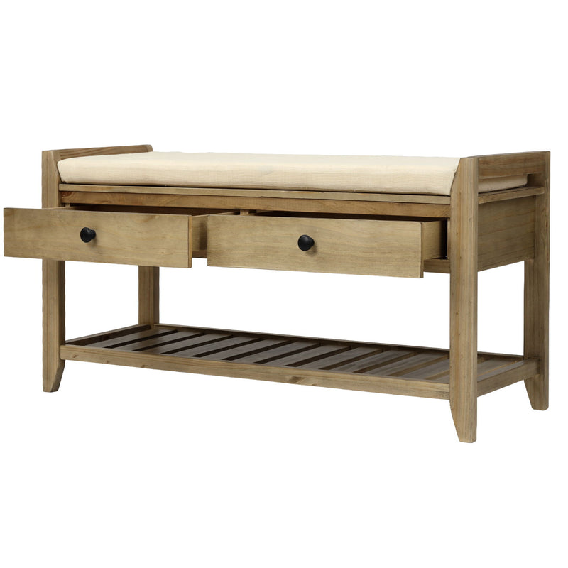 Shoe Rack With Cushioned Seat And Drawers Multipurpose Entryway Storage Bench Wash - Gray Wash