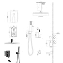 12" Ceiling Mount Square Shower System With Waterfall Tub Spout And Rough In Valve