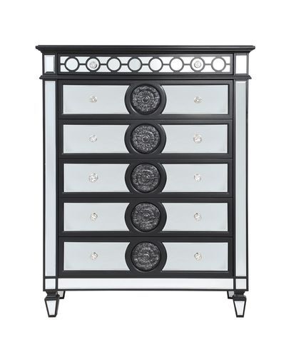 Varian II - Chest - Black Velvet & Black & Sliver Finish - Atlantic Fine Furniture Inc