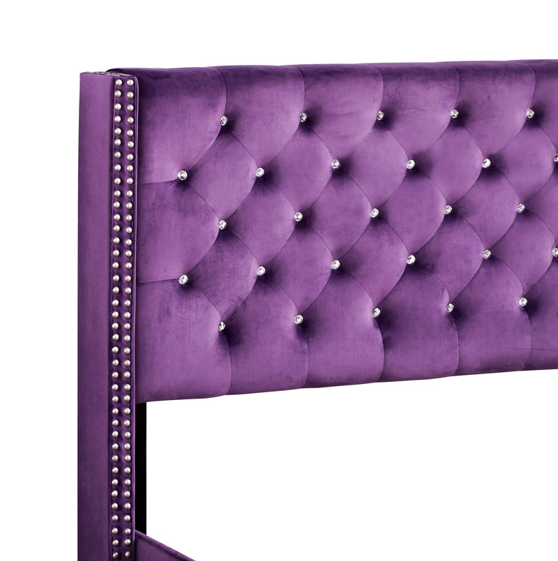 Julie - Upholstered Bed With Faux Diamonds