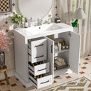 Bathroom Vanity With Sink, Soft Close Doors, Adjustable Shelf & 3 Drawers