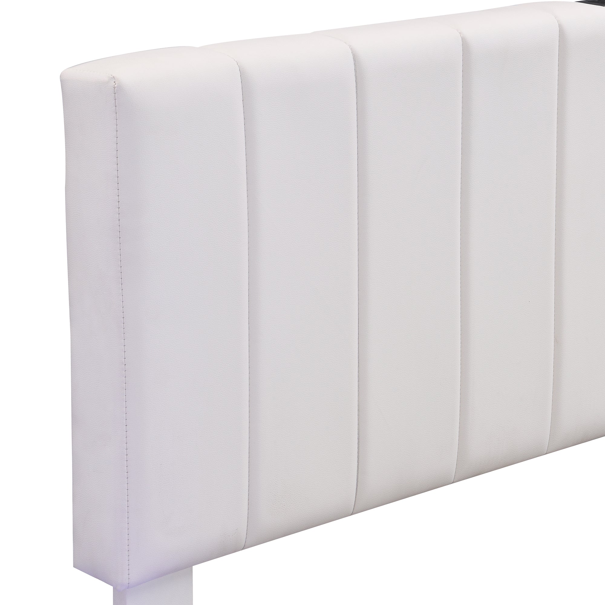 Queen Size Upholstered Bed with Hydraulic Storage System and LED Light, Modern Platform Bed with Sockets and USB Ports, White - Atlantic Fine Furniture Melbourne FL