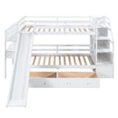 Bunk Bed With Storage Staircase, Slide, Desk, Drawers, And Shelves