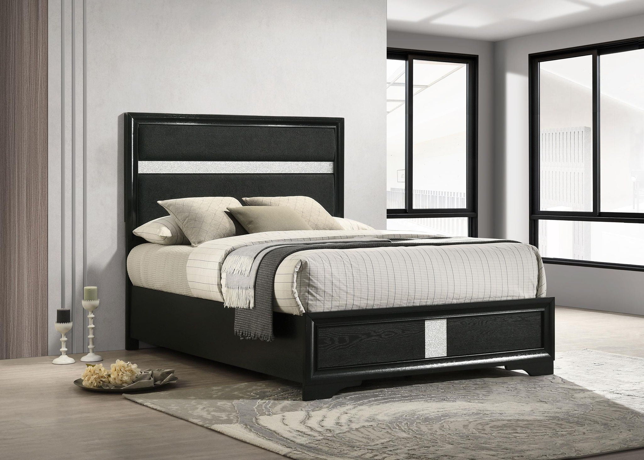 Miranda 54-inch Upholstered Full Panel Bed Black