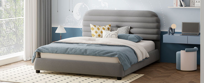 Upholstered Platform Bed Frame And Stylish Curve Shaped Design