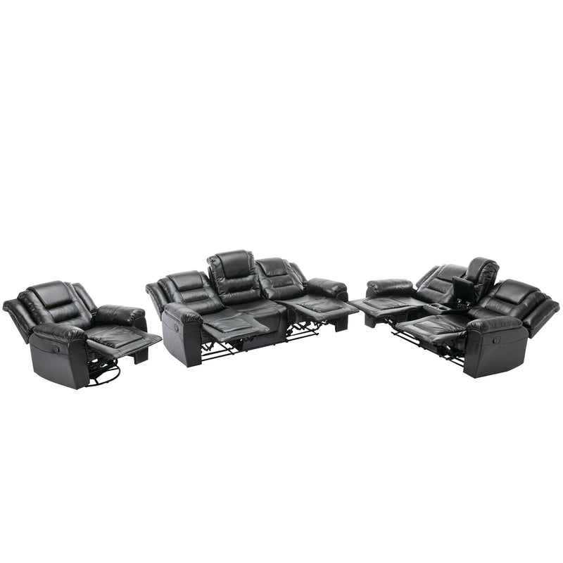 Home Theater Recliner Set Manual Recliner Chair With Wide Armrest, Two Built-In Cup Holders For Living Room