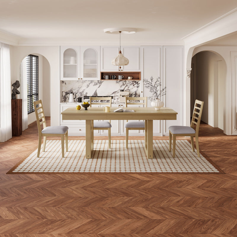 Farmhouse Wooden Kitchen Table With Removable Leaf