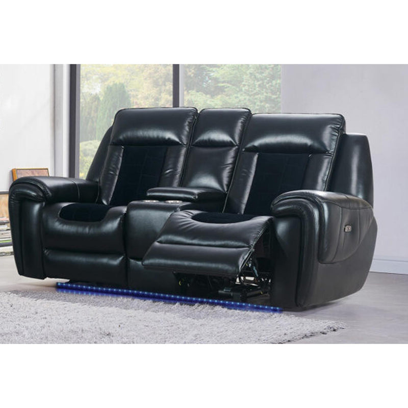 Clark - Blanche / Velvet Power Console Reclining LS With LED - Black