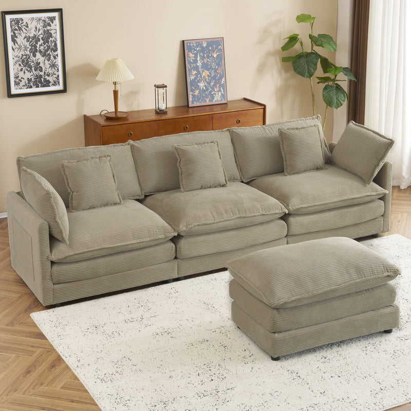 Modern Modular Sectional Sofa With Side Storage Pockets For Living Room